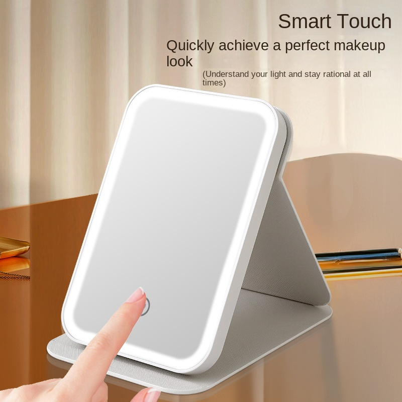 USB Rechargeable LED Makeup Mirror with Three-Color Stepless Dimming