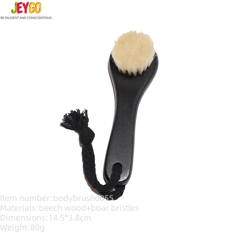Natural Beechwood Face and Body Dry Brushes Goat Hair Wooden Brush Carve Logo Free Black Body Brush