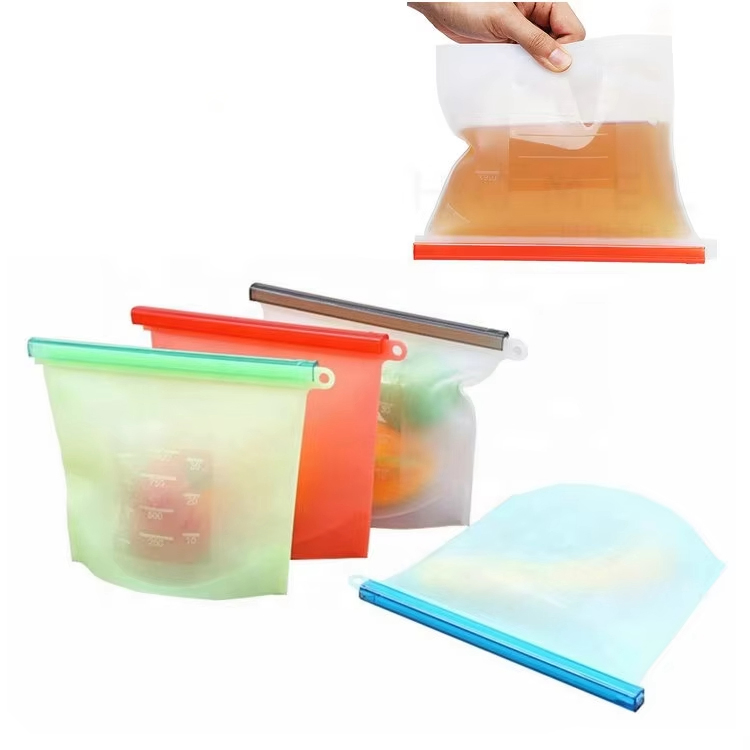 Factory Custom Resealable Food Grade Silicone Vacuum Compressed Bag Clear Zippered Collapsible Embossed Outdoor Camping Storage Bag