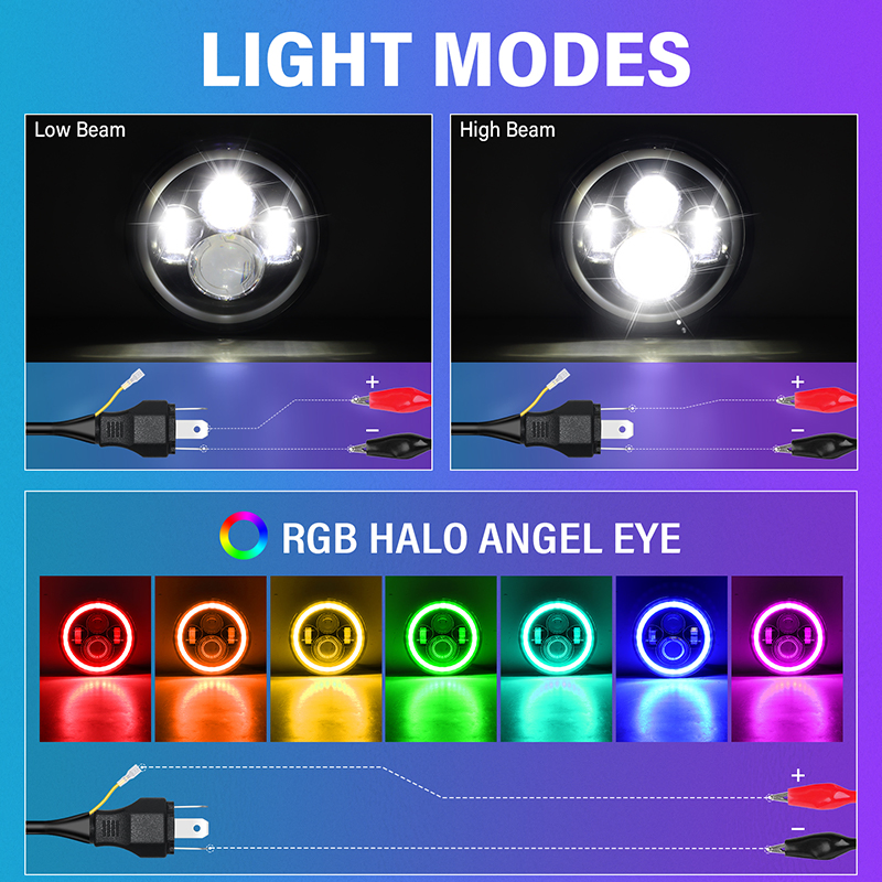 Светодиодная фара Wrangler JL RGB с APP управлением