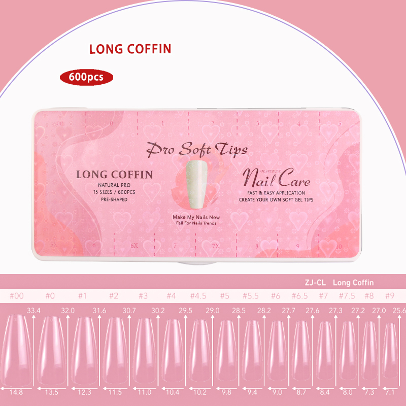 Customize False Nails Acrylic Nature Long Coffin Press on Nails for Beauty