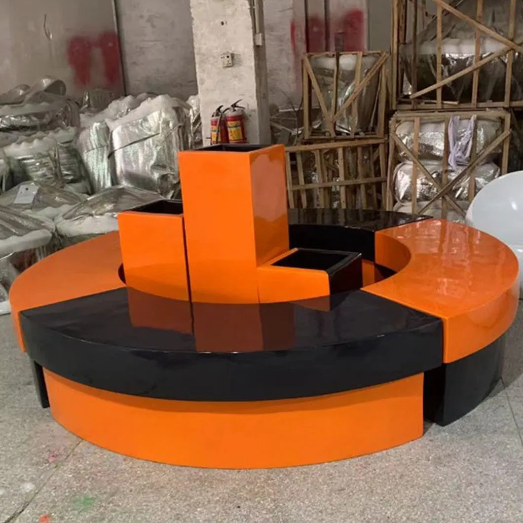 Free Combination Modern Decoration Furniture Public Area Waiting Chairs Fiberglass Round Chair Planter Flower Pot