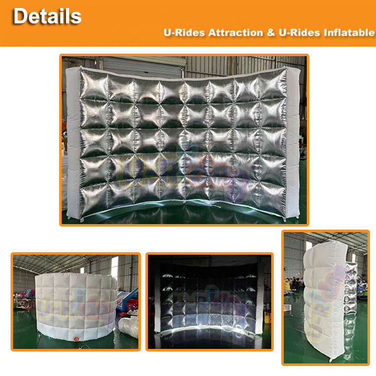 Customized Golden color inflatable wall led background inflatable photo booth with Air blower inside