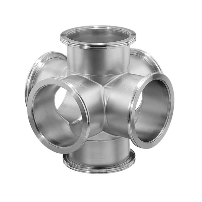 New Stainless Steel Equal Cross Fixed Flange Vacuum ISO100 6-Way Cross