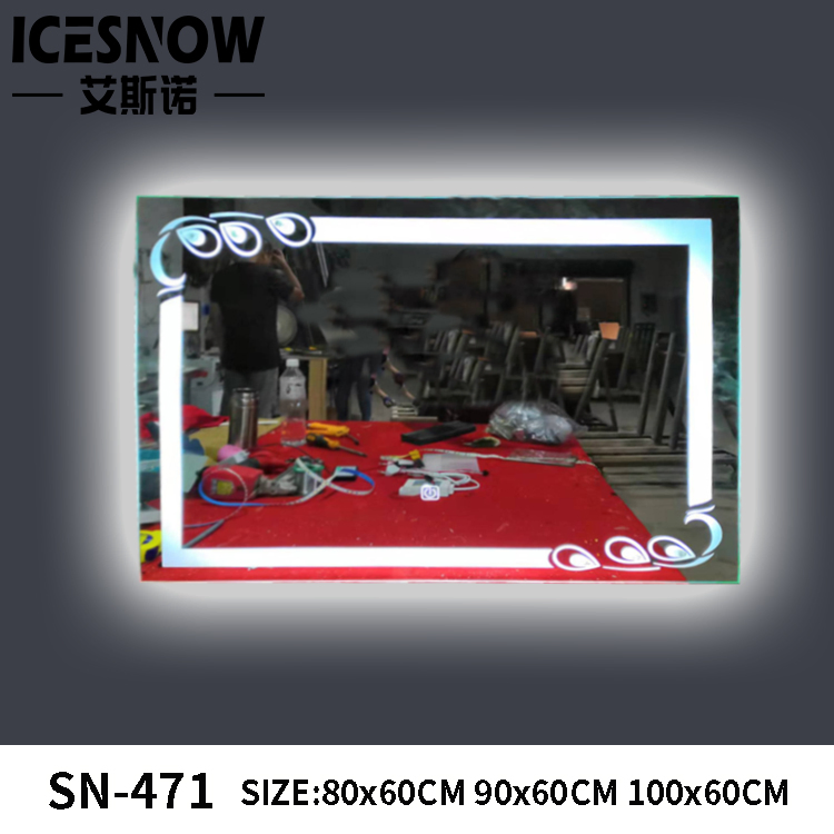 New Design Model LED Smart Touch Switch Stainless Steel Frame Bathroom Mirror