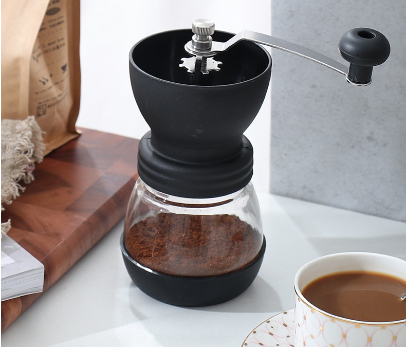 Portable Glass Manual Coffee Mill Adjustable Ceramic Coffee Grinder Mill Conical Burr Coffee Bean Grinder