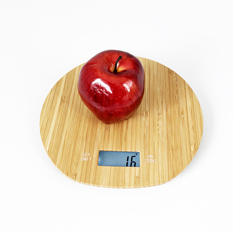Кухонные весы цифровые 5 кг с LED дисплеем, бамбук