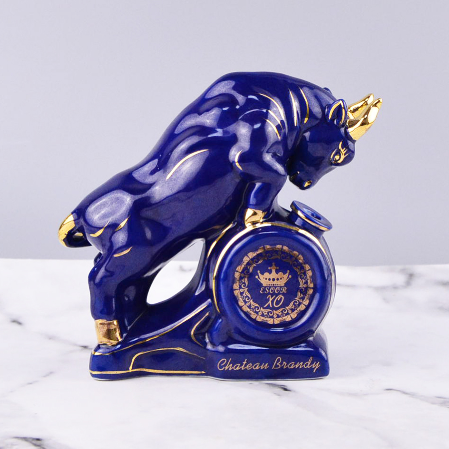 Custom Animal Shape Premium Edition Blue Brandy Ceramic Bottle