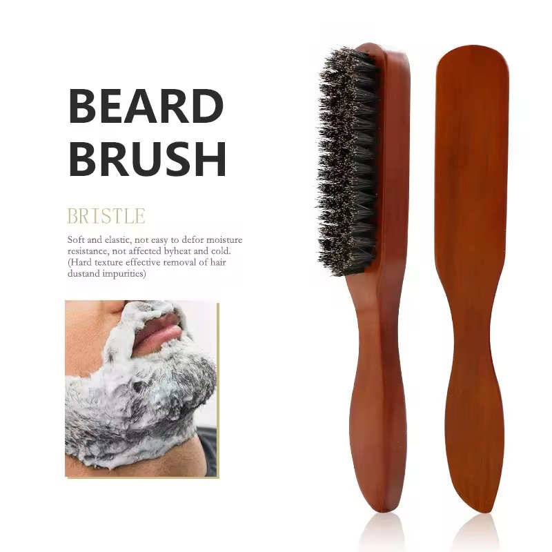 100% Natural Medium-Soft Wild Boar Bristle Custom Logo Beard Brush