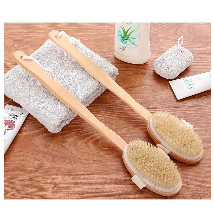 40cm Long Handle Wooden Bath Brush Shower Scrubber/Dry Body Exfoliating Skin Cleansing Bath Brush