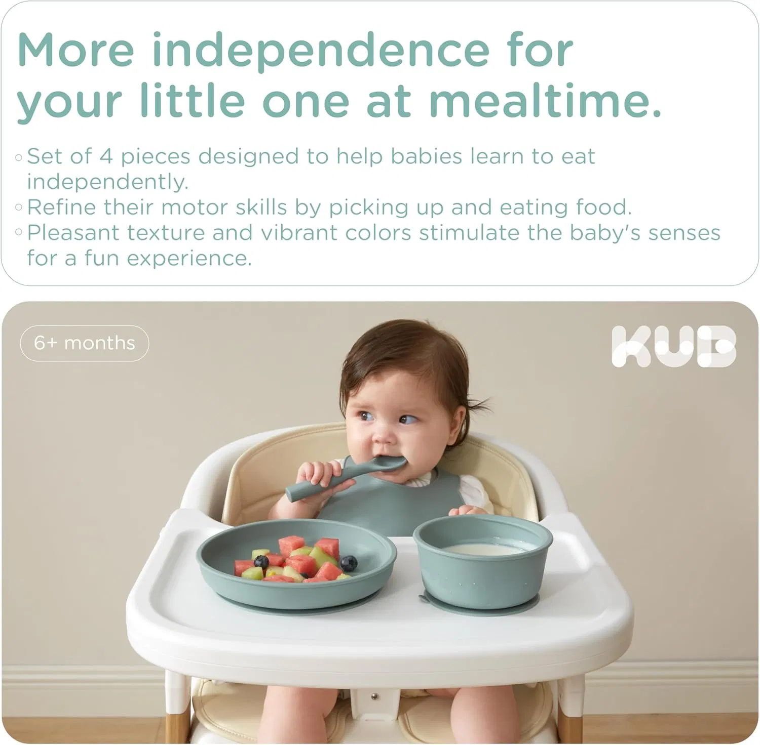 Food Grade Silicone Baby Kids Feeding Set with Bowl, Cup, Bib