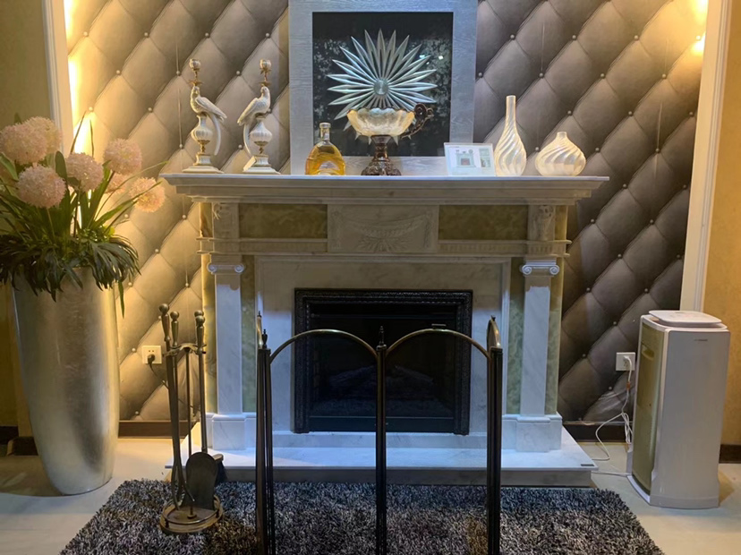 Nature Marble Fireplace Mantelpiece for Villa House Decoration