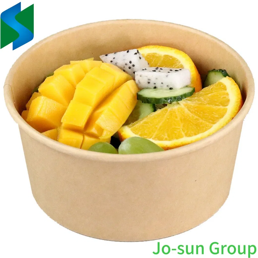 Jo-Sun Factory Outlet Food Grade Eco-Friendly Brown Kraft Paper Salad Bowls for Takeaway