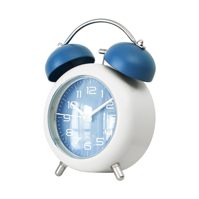 Large Size Wake-up Creative Mechanical Metal Bell Silent Night Light Desktop Clock
