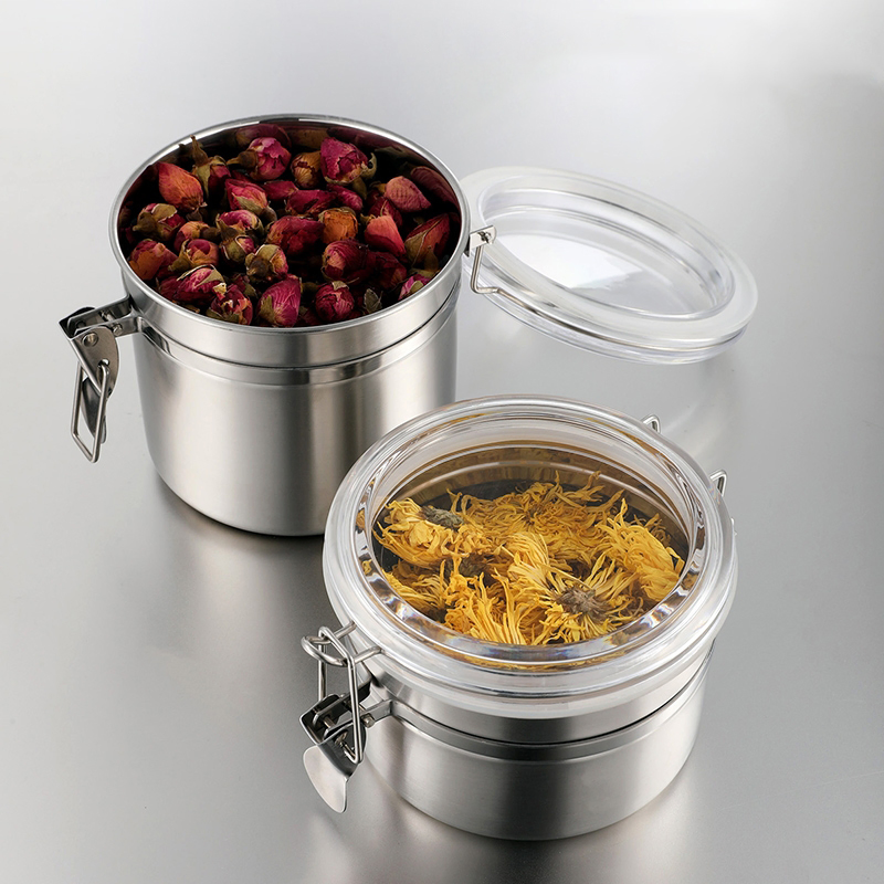Sealed Stainless Steel Tea Suagr Coffee Bean Snack Storage Jar