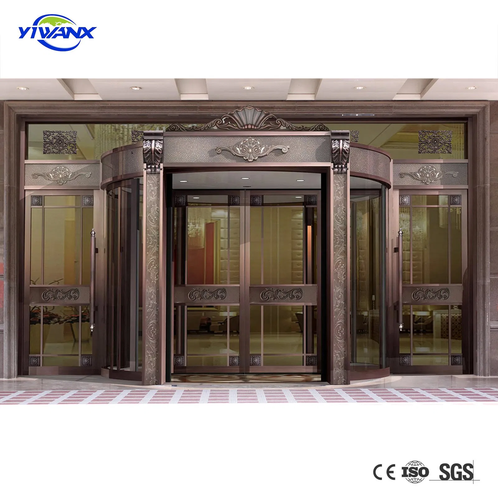 High Quality Customized Two Wings Automatic Revolving Door, Tepmered Glass Security 2 Wing Door