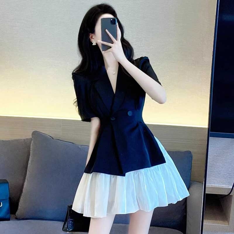 Комплект женский топ V-вырез и юбка пышная приталенная