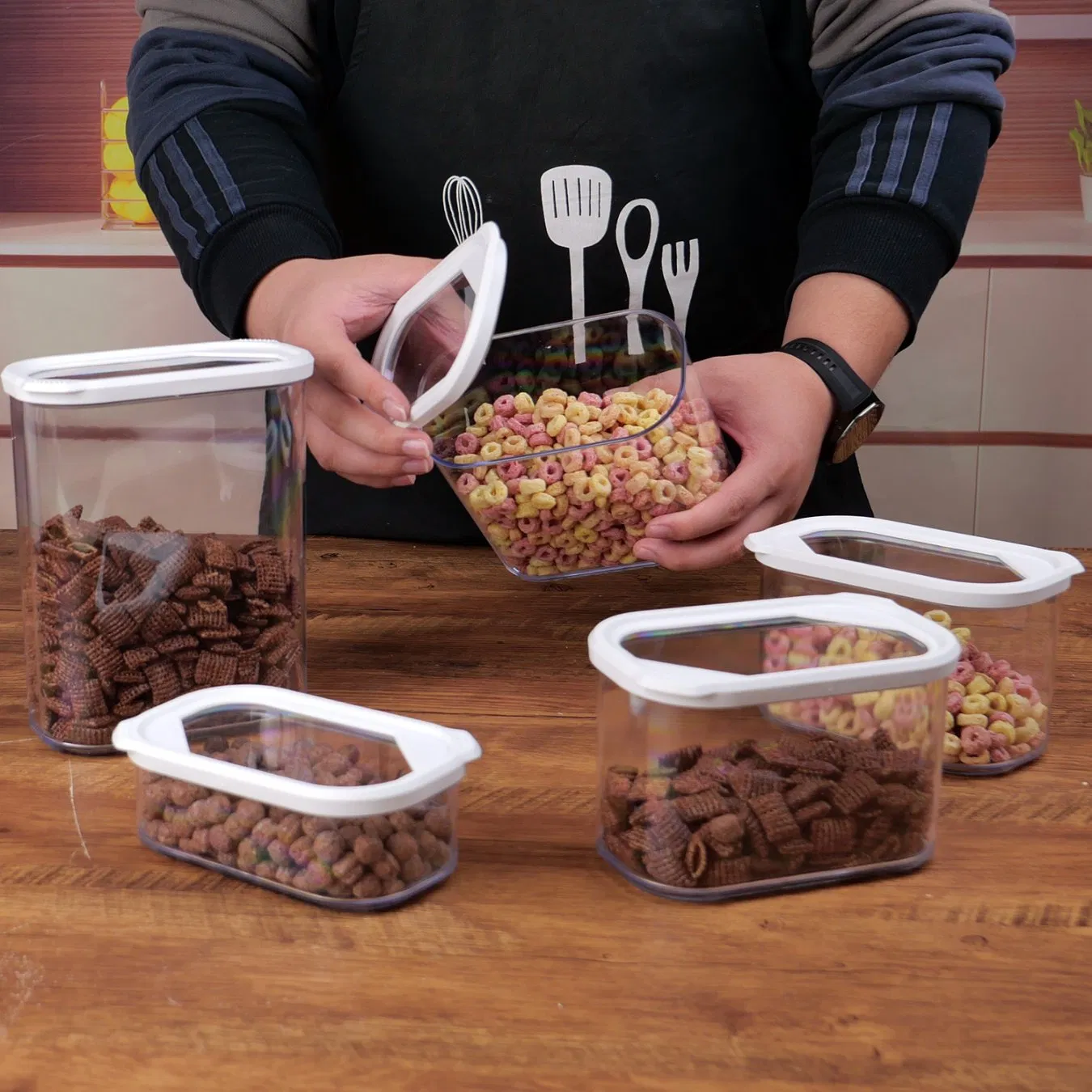 Airtight Food Storage Container with Lid Stackable Kitchen Storage Containers for Cereal Flour Sugar