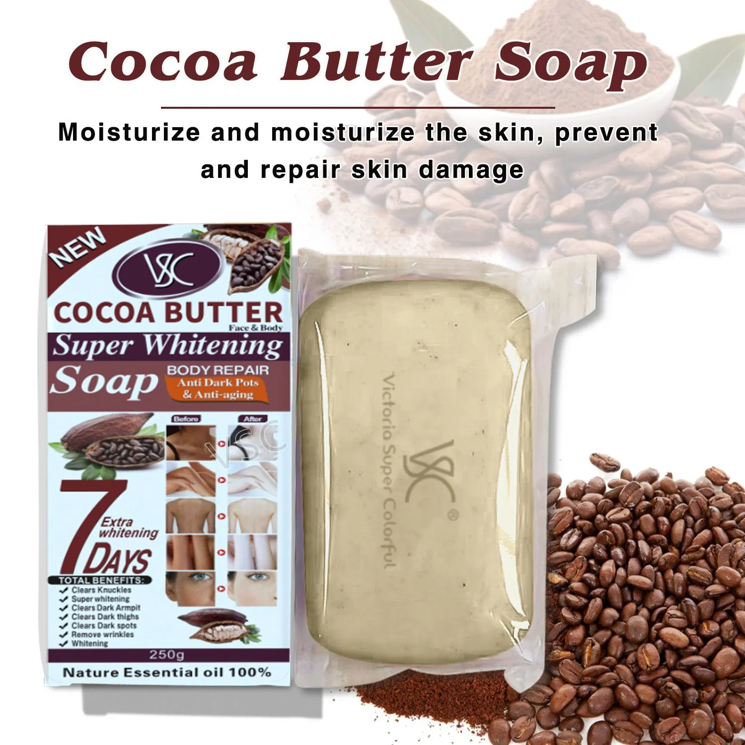 Hot Sale 250g Almond Carrot Papaya Soap 7 Days Super Whitening Dark Spot Corrector Skin Soap