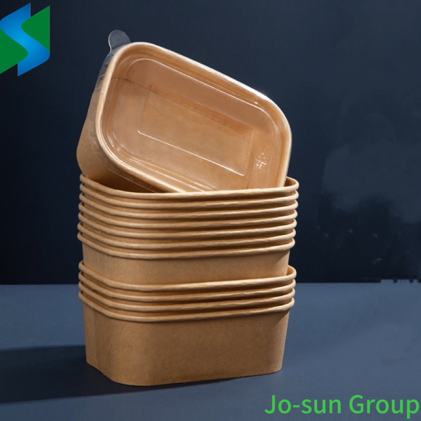 Factory Outlet Biodegradable Rectangle Kraft Paper Bowl Recyclable Kraft Paper Disposable Salad Bowl