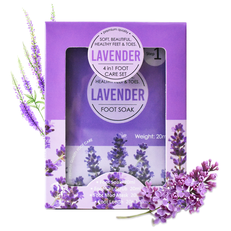 Hot Selling Peeling off Foot Soak Pedicure Salt 4 in 1 Lavender Moisturizing Exfoliating Feet Scrub