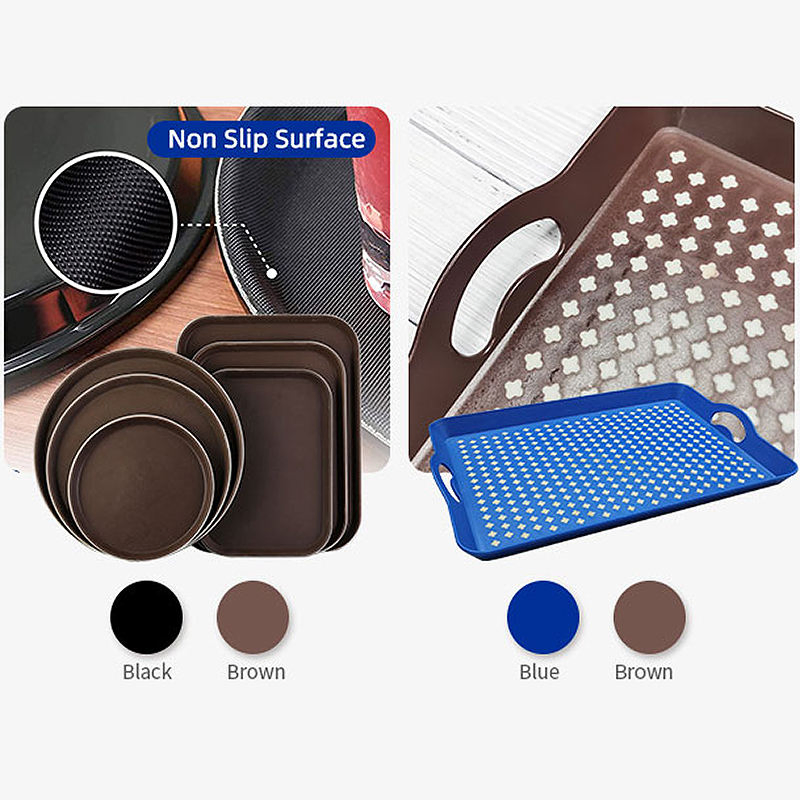 40cm / 15.75 Inch Round Serving Trays for Restaurant Non-Slip Plastic Fast Food Tray