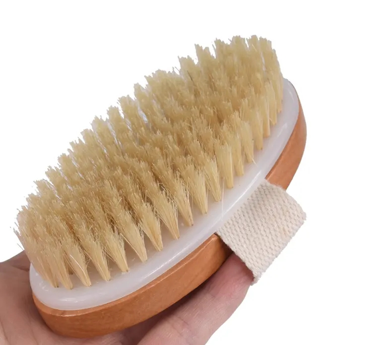 Wholesale High Quality Bamboo Dry Skin Body Brush Boar Bristles Bath Brush