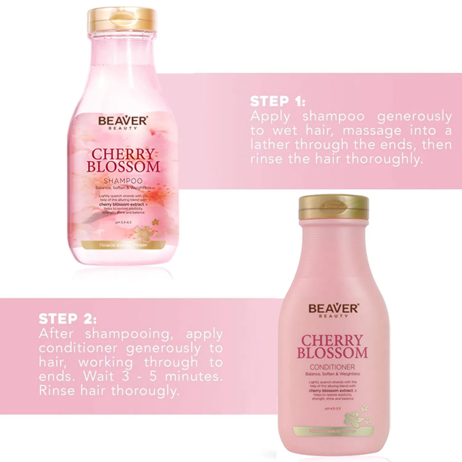 Beaver Cherry Blossom Hair Shampoo and Conditioner for Greasy or Oily Hair