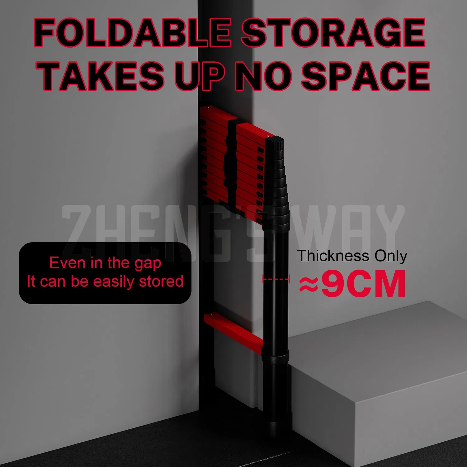 Stainless Steel Telescopic Extension Ladder 330lbs Portable Multi-Purpose Folding Ladder with En131 Certificate