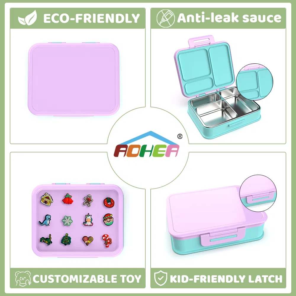 Higher Quality Plastic Lunchbox Have Spoon and Snack Food Container Bento Box for Children