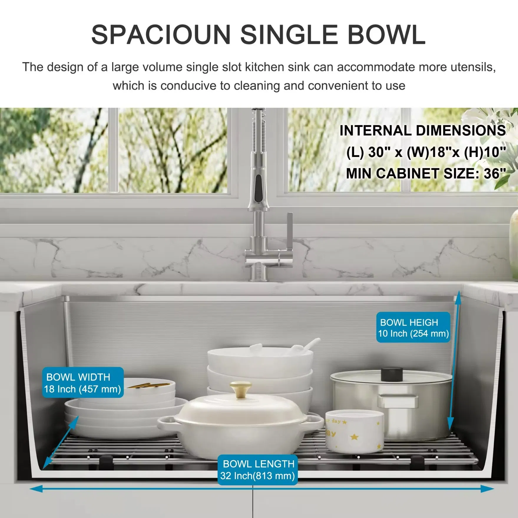 Jsd Sink Factory Modern Farmhouse Workstation Stainless Steel Sink Single Bowl Handmade Sink