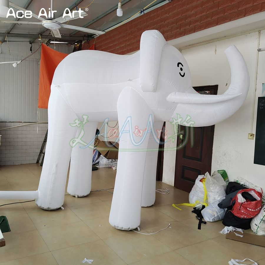 3m 10ftl Inflatable White Elephant Animal for Carnival Parade Outdoor Event Decorative
