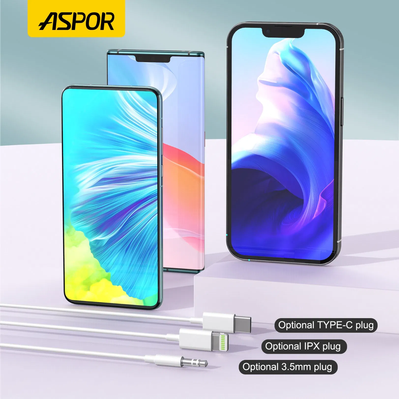 Earphone Type-C Interface with 110cm Material TPE+ Plastic Support All Type-C Connect Mobile Devices for Aspor