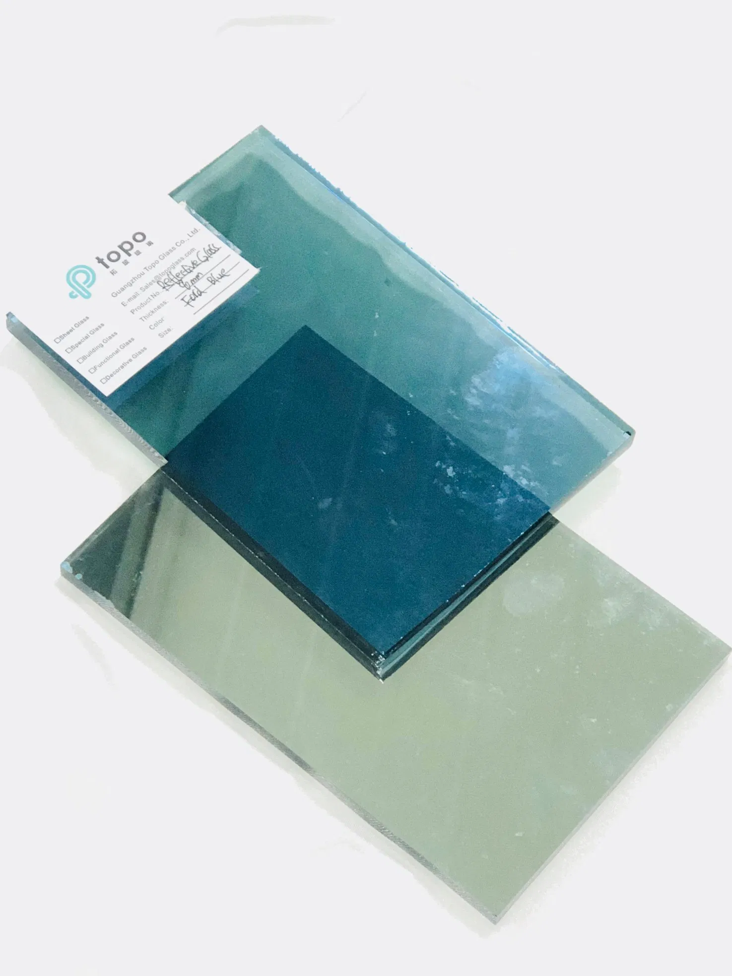 Blue Colored Coated Reflective Float Glass for Buildings (R-MB)