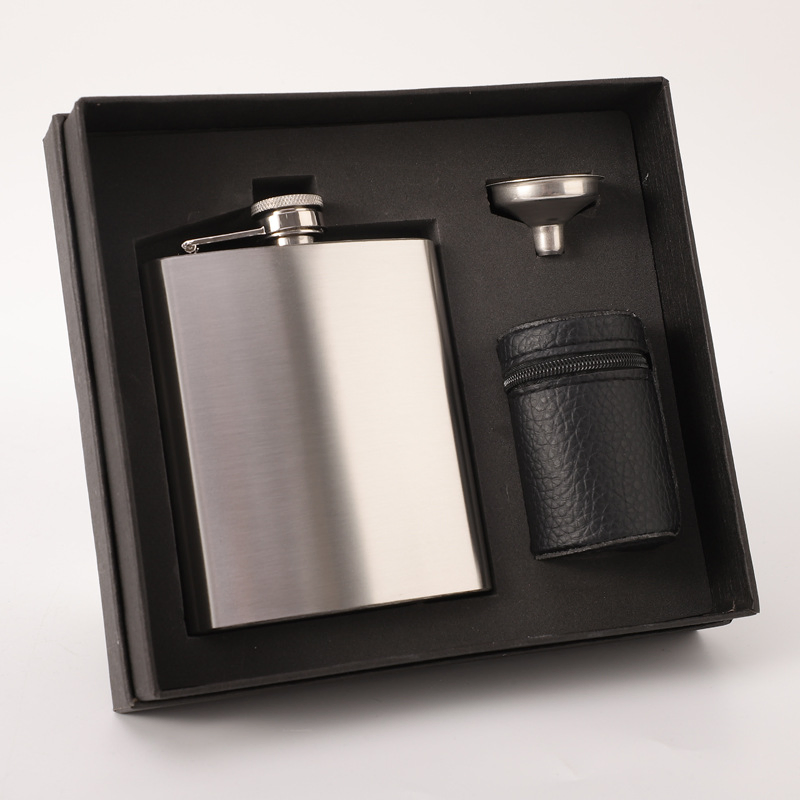 Gift Set Alcohol 304 Stainless Steel Whisky Liquor Diamond Leather Hip Flask with Funnel