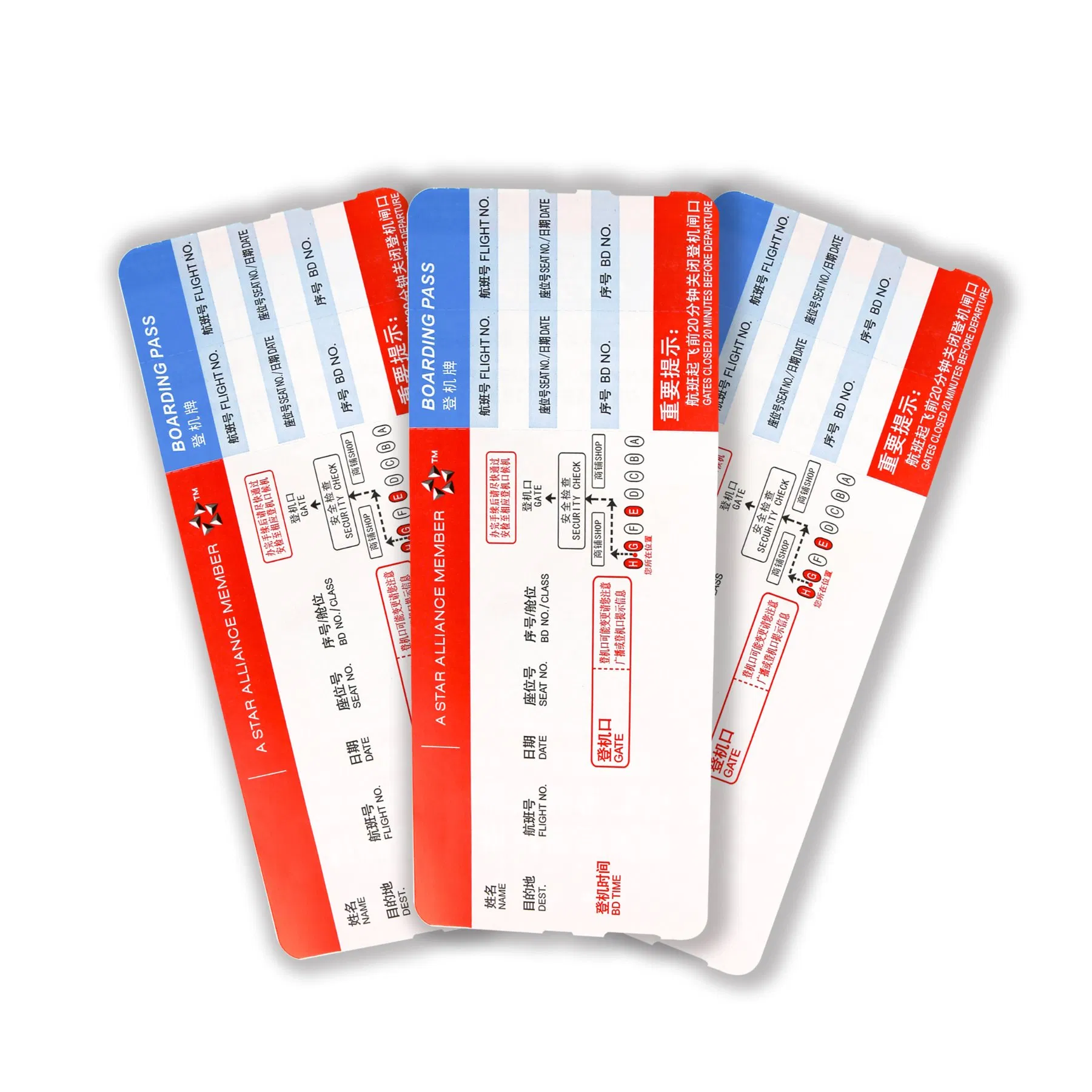Air Ticket Custom 160GSM Boarding Pass Top Direct Thermal Card Label Material