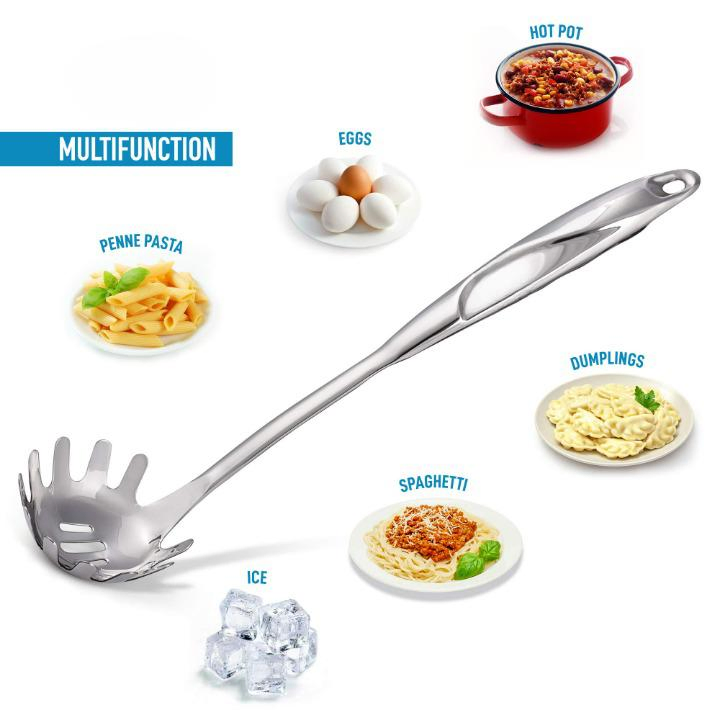 Kitchen Stainless Steel Pasta Spoon Heat Resistant Spaghetti Server Pasta Fork
