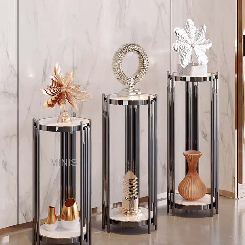 Hotel/Living Room Hallway Decoration Tables Golden Metal Flower Stands