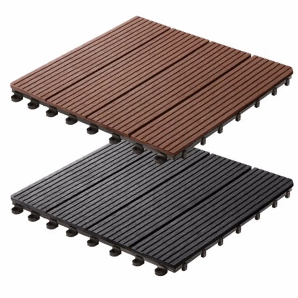 Outdoor Wood Grain Deep 3D Embossing Wood Plastic Composite WPC Deck Tiles
