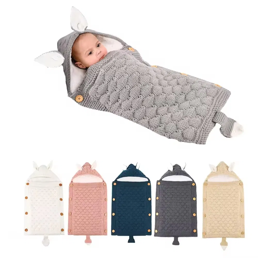 Winter Cute Baby Stroller Footmuff Sleeping Bag Blanket Baby Swaddle Sets with Hat