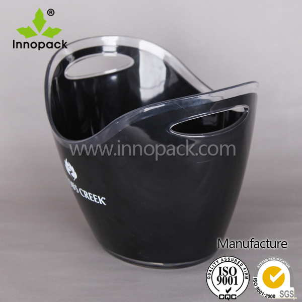8L Promotion Cheap Plastic Double Handle Scrub Ice Bucket for Beer Mug/Wine Cup