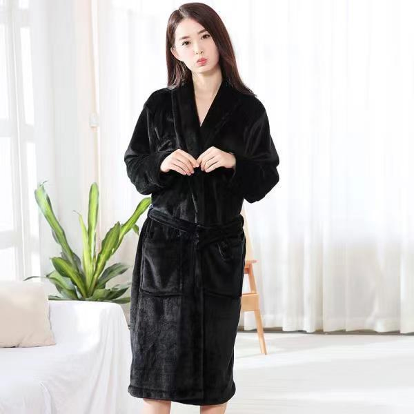 Winter Coral Flannel Long Sleeve Extended Bathrobe