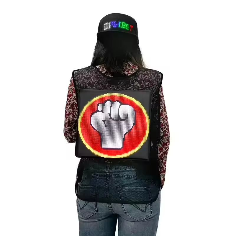 Hot Sale LED Flashing Jacket Animation Text Unisex LED Safety Vest