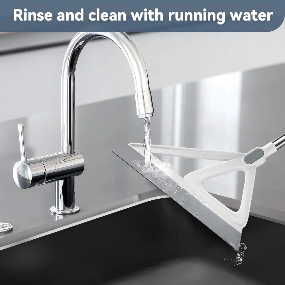 2-in-1 53.5inch Multifunctional Rubber Silicone Steel Handle Broom Window Squeegee New Design Magic Sweeper Sundries Storage Holder