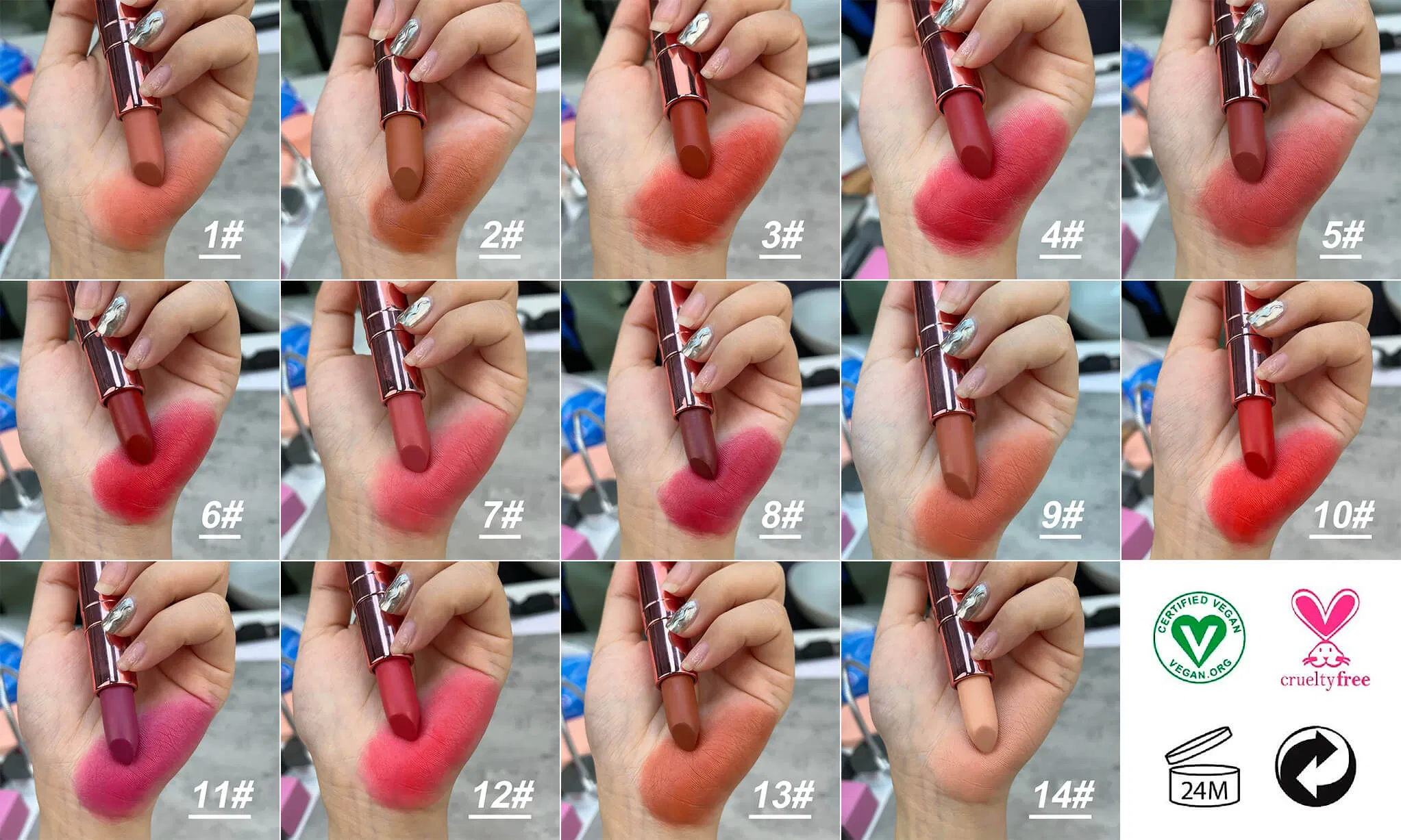 Wholesale Private Labels Vegan Rose Gold Nude Velvet Matte Lipstick