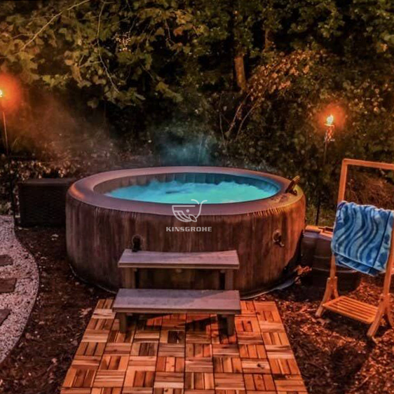 Надувная ванна Deluxe Round Grey с гидромассажем на 4 персоны