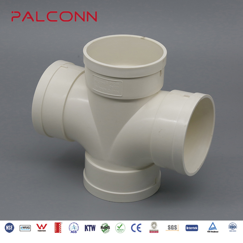 ISO Standard 75mm White Color PVC Equal Tee for Wastewater Drainage