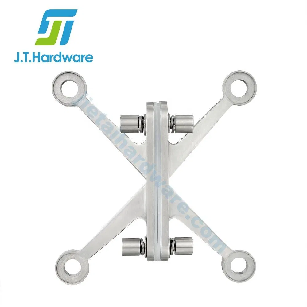 10-19mm Stainless Steel 304 Silicone Rubber 4 Way Fin Type Glass Wall Connector Fin Spider Fitting