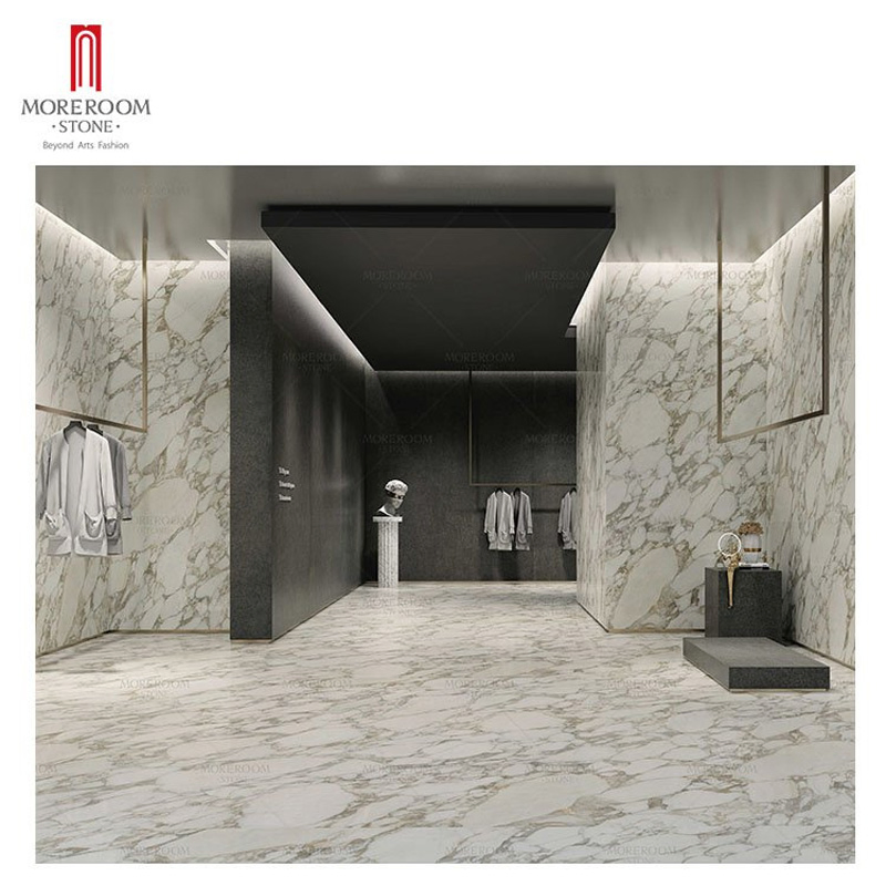 Large Calacatta Gold Marble Look Tile Sintered Stone for Dining Table Countertop