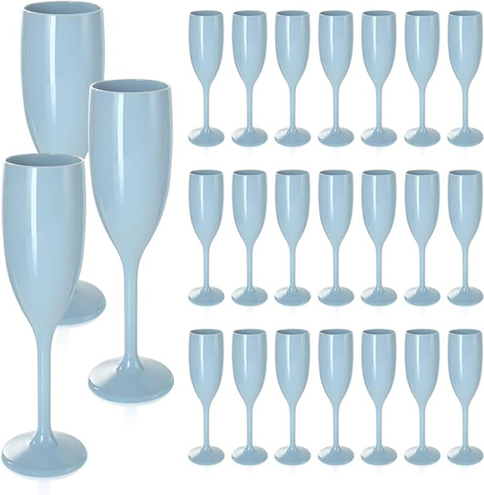 Wholesale Custom Hotel Party Drinking Glasses Food Grade Plastic Clear Transparent Champagne Glass Flutes